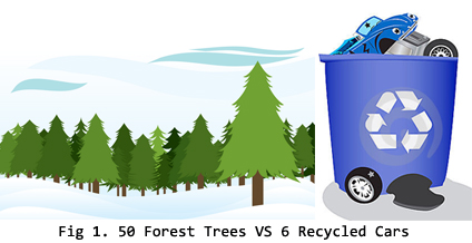 Fig 9. 50 Forest Trees vs 6 Recycled Cars